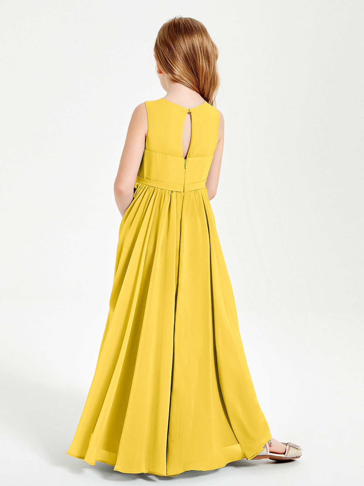 Chic Elegant Sleeveless Dresses for Junior Bridesmaids Marigold